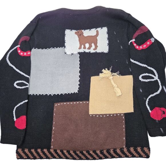 Vintage 90s Storybook Knits Womens Blue Playful Dogs Cardigan Sweater Size 1X - Picture 7 of 15